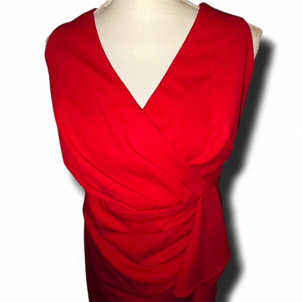 BETSY ADAMS Candace" Long V- Neck Hi Low Cascade Dress - Picture 3 of 7